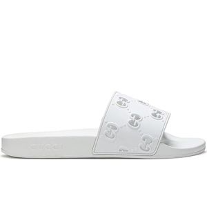 Gucci White GG Pool Slide Sandals